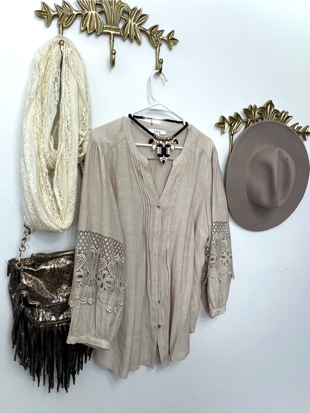 🍂🍂Fall Boho chic button down blouse 1X - Picture 3 of 5